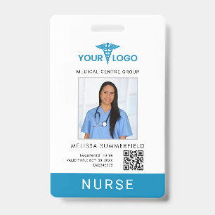 Business Logo QR Code Registered Nurse Photo ID  Badge