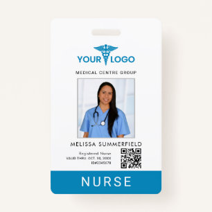 Business Logo QR Code Registered Nurse Photo ID ID Badge