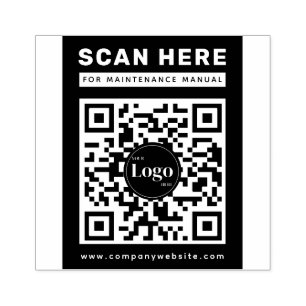 Business Logo Qr Code Scan Me Maintenance Manual Rubber Stamp