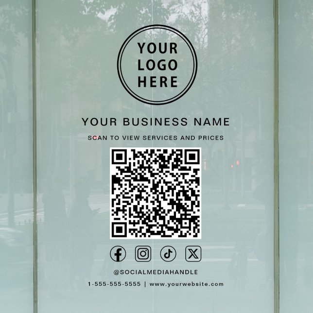 Business Logo QR Code Social Media (Business Logo QR Code Social Media Window Cling)
