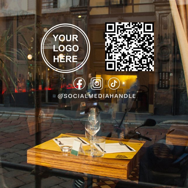 Business Logo QR Code Social Media Horizontal (Business Logo QR Code Social Media Horizontal Window Cling)