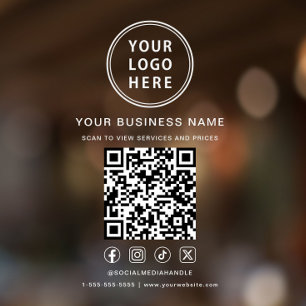 Business Logo QR Code Social Media White Lettering