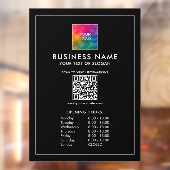 Business Logo QR Code Template Opening Hours  (Sheet 2)