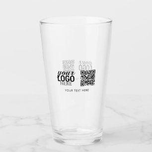 Business Logo QR Code & Text Customer Gifts Glass