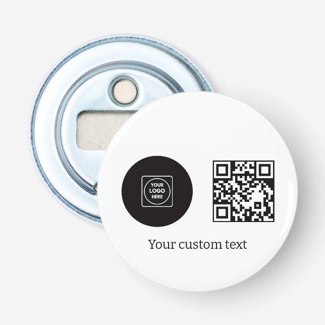 Business Logo QR Code Text Promotional Design Bottle Opener (Front)