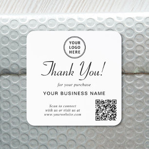 Business Logo QR Code Thank You Square Sticker