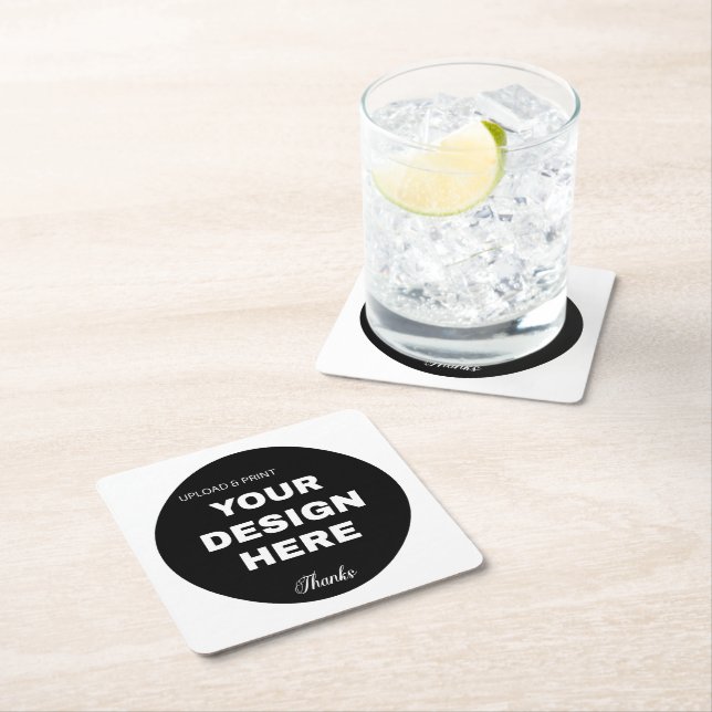 business, logo, qr code, website, your logo here,  square paper coaster (Insitu)