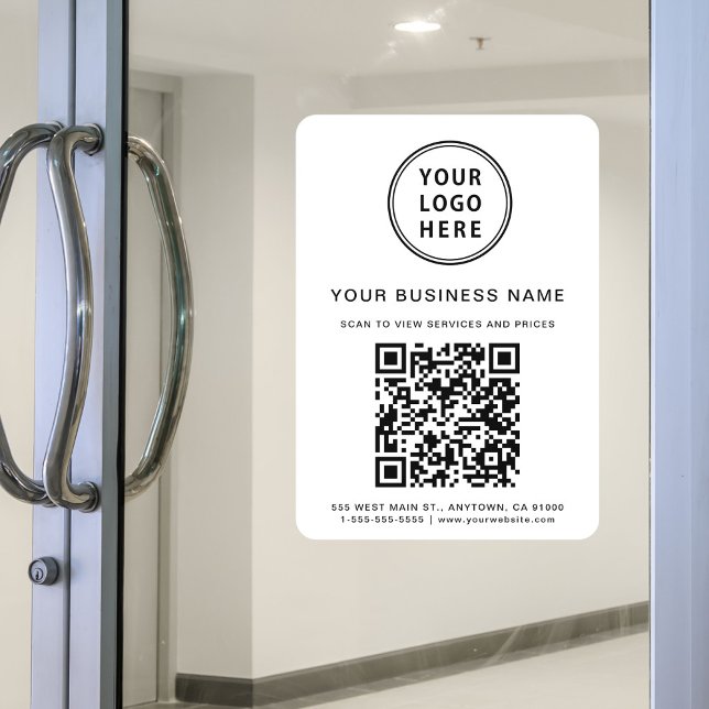 Business Logo QR Code White (Company Logo Create Your QR Code White Window Cling)