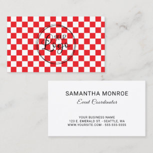 Business Logo Red and White Chequerboard Card