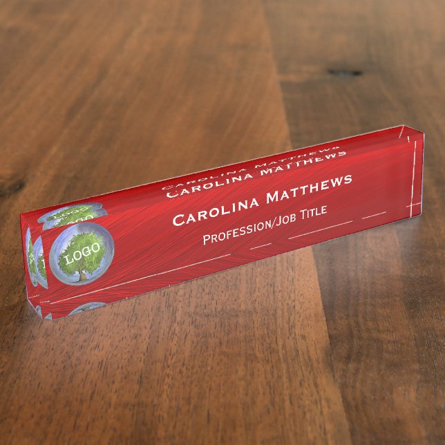 Business Logo Red Nameplate (Side)