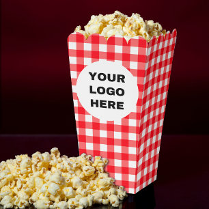 Business Logo Red & White Gingham Plaid Favour Box