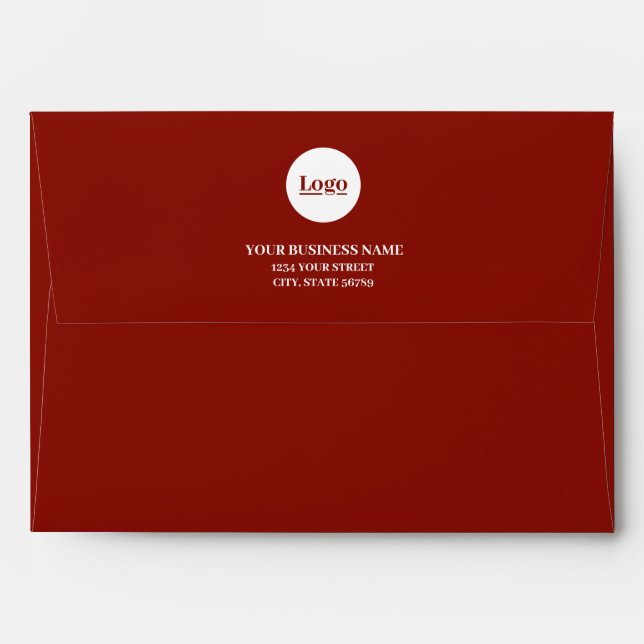 Business Logo Return Address Christmas Red Envelope (Back (Top Flap))