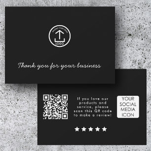 Business Logo Review Link QR Code Thank You Black