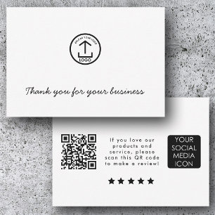 Business Logo Review Link QR Code Thank You White