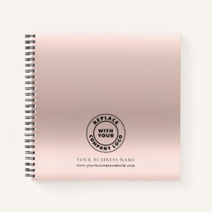 Business Logo Rose Gold Minimalist Employees Notebook