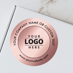 Business Logo Rose Gold Promotional Shipping Classic Round Sticker
