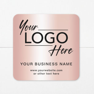Business Logo Rose Gold Square Sticker