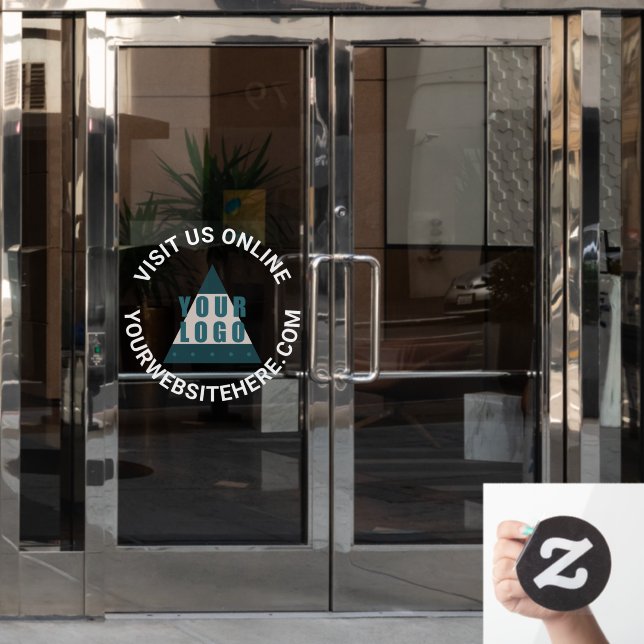 Business Logo Round White Your Text Custom Store (Office Door)