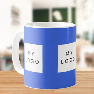 Business logo royal blue coffee mug