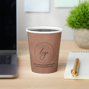 Business Logo Rustic Kraft Modern Professional Paper Cups