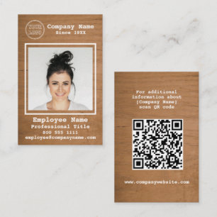 Business Logo Rustic Light Wood Photo Employee Business Card