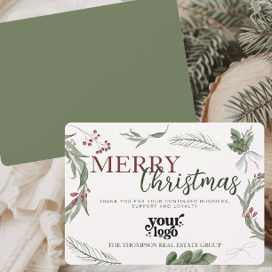 Business Logo Rustic Woodland Company Christmas Holiday Card