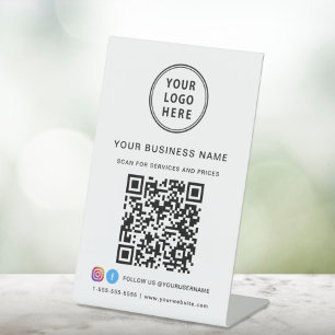 Business Logo Scan Me QR Code Social Media Pedestal Sign