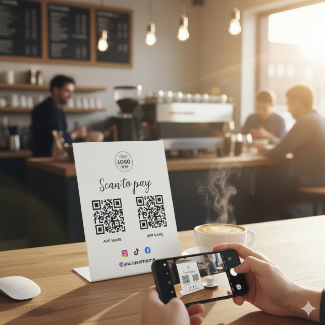 Business Logo Scan To Pay Qr Code Pedestal Sign (Creator Uploaded)