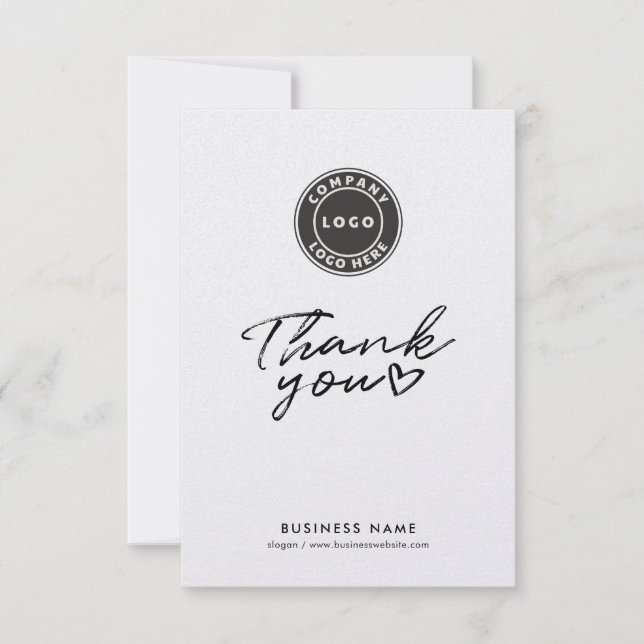  Business Logo Script Modern Thank You Card (Front)