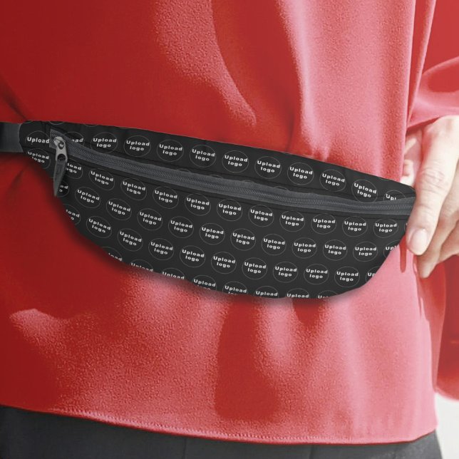 Business Logo Seamless Pattern on Black Fanny Pack (Business logo seamless pattern on black fanny pack)