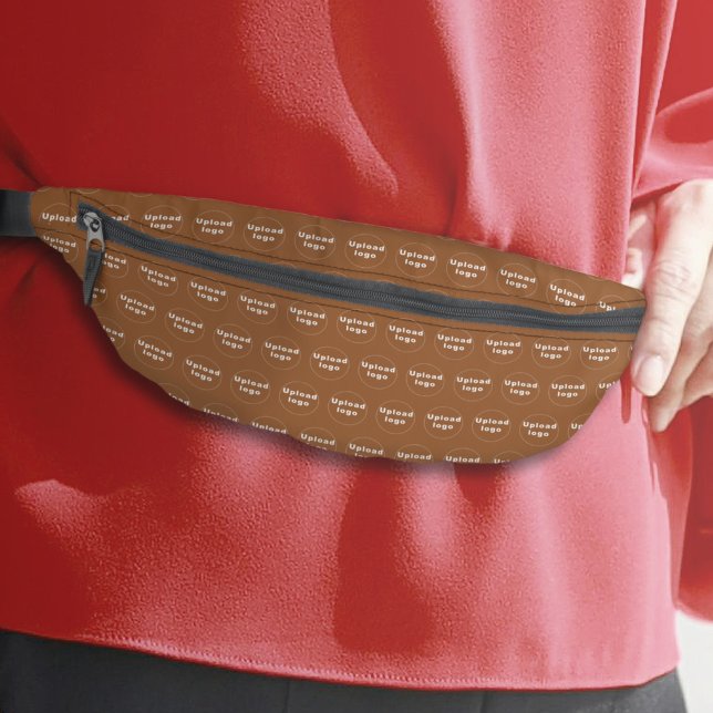 Business Logo Seamless Pattern on Brown Fanny Pack (Business logo seamless pattern on brown fanny pack)