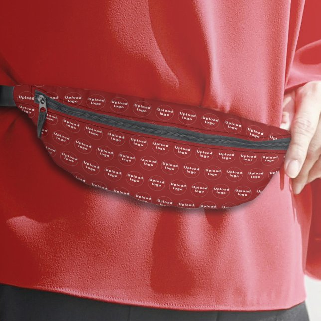 Business Logo Seamless Pattern on Red Fanny Pack (Business logo seamless pattern on red fanny pack)