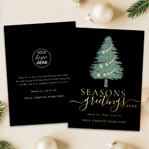 Business Logo Seasons Greetings Xmas Tree Gold