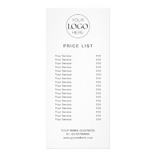 Business Logo Service Price List Chic White Rack Card