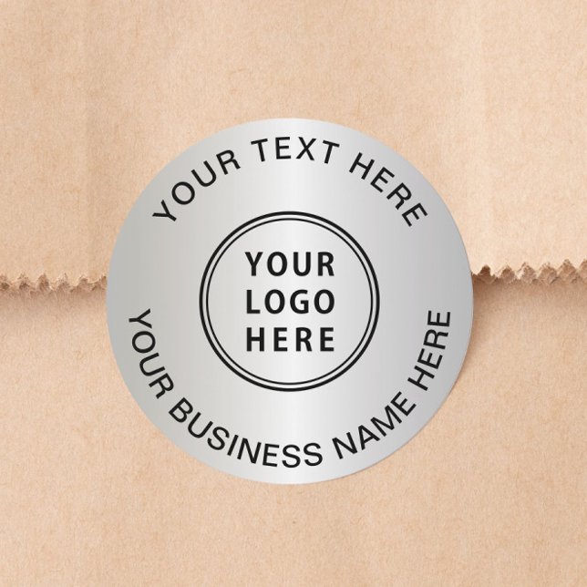 Business Logo Silver Classic Round Sticker (Creator Uploaded)