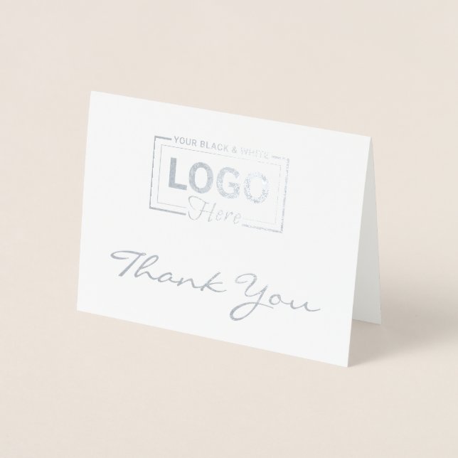 Business Logo Silver Foil Thank You Cards (Front)