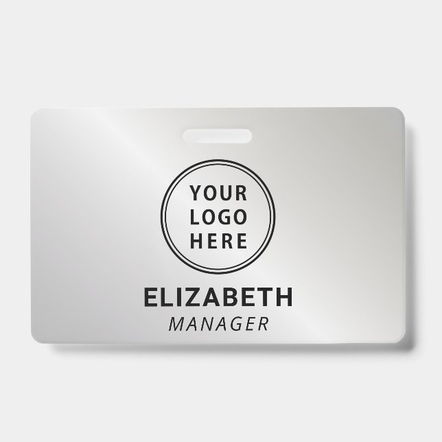 Business Logo Silver Name ID Badge (Front)
