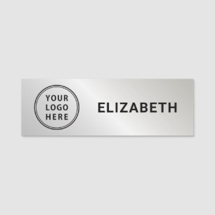 Business Logo Silver Name Tag
