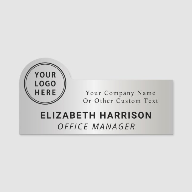Business Logo Silver Name Tag (Front)