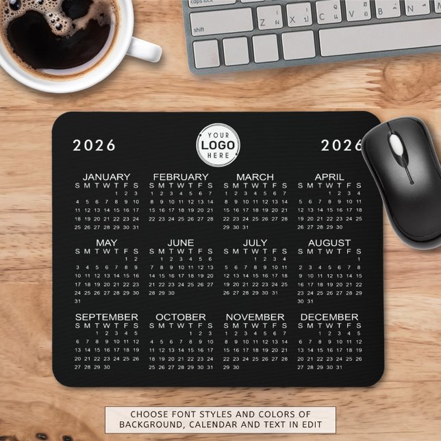 Business Logo Simple 2026 Calendar Custom Colours Mouse Pad (Creator Uploaded)