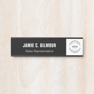 Business logo Simple Black White Custom Employee Door Sign