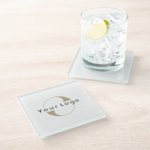 Business logo simple clean minimal company glass coaster