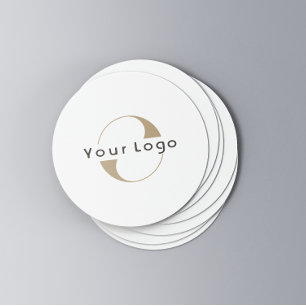 Business logo Simple Clean Minimal Company Round Paper Coaster