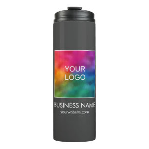 Business Logo Simple Custom Template Web Address Thermal Tumbler