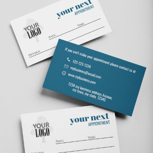Business Logo Simple Minimalist Bold Blue Appointment Card