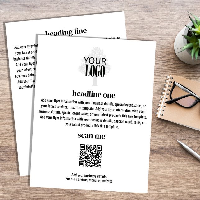 Business Logo Simple Minimalist Flyer Black (Add your logo custom flyers)