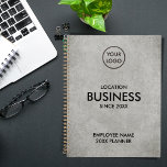 Business Logo Simple Minimalist Grunge Abstract Planner<br><div class="desc">Create your own business office accessories and promotional products with this simple, minimalist yet elegant design. All customisable details include your business logo, location of your business, business name, established date, planner's title and contact information in the back. Professional and modern sans serif black font on textured grunge cement abstract...</div>