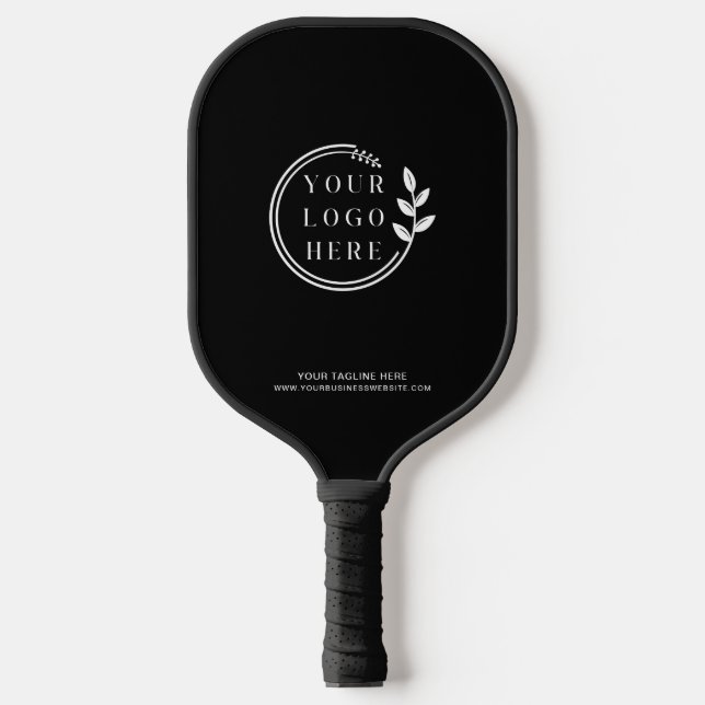 Business Logo Simple Modern Black Corporate Pickleball Paddle (Front)