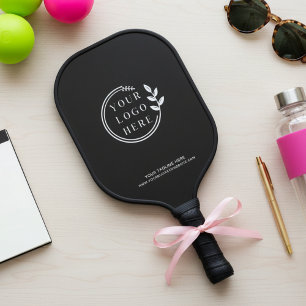 Business Logo Simple Modern Black Corporate Pickleball Paddle