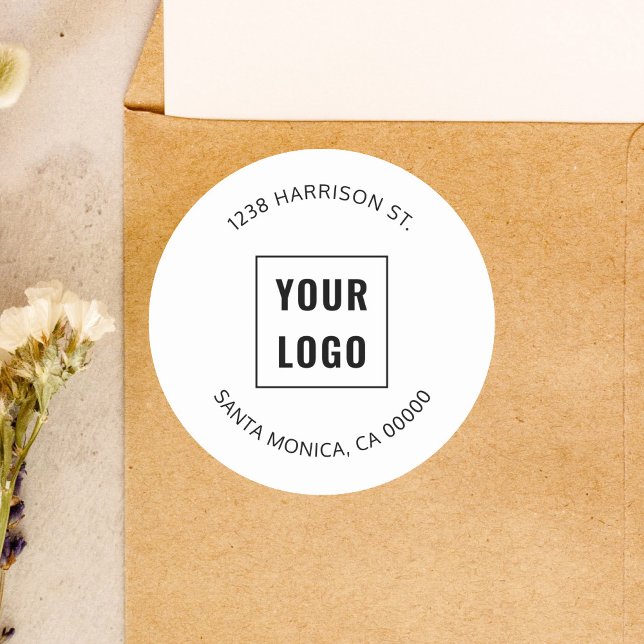 Business Logo Simple Return Address Classic Round Sticker (Creator Uploaded)